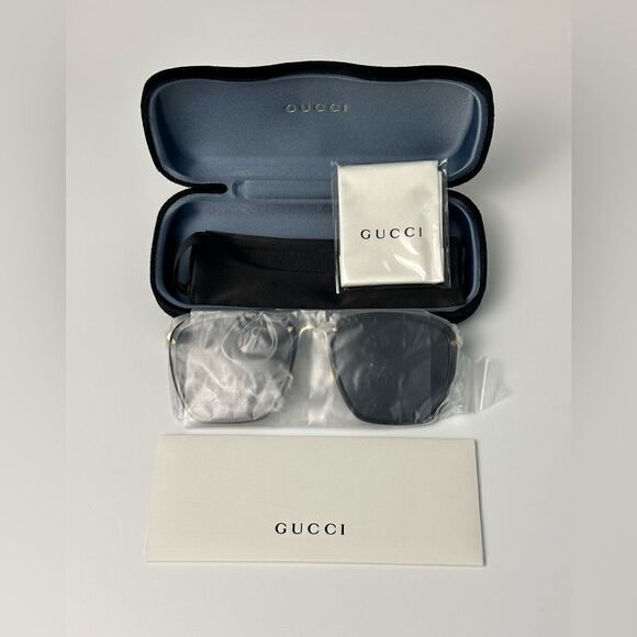 BRAND NEW GUCCI GG0673S 001 Black Gold Grey Sunglasses main image 4